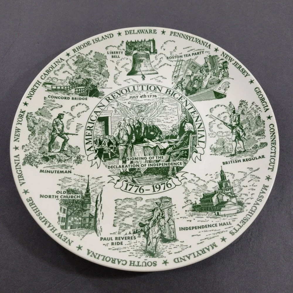 Eco National American Ironstone Bicentennial Commemorative Plate Green USA 10